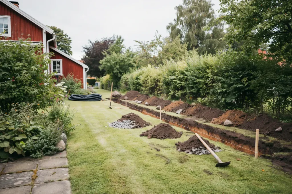 schakta f r h ck staket och mur p villatomt r tt djup massor och smart planering